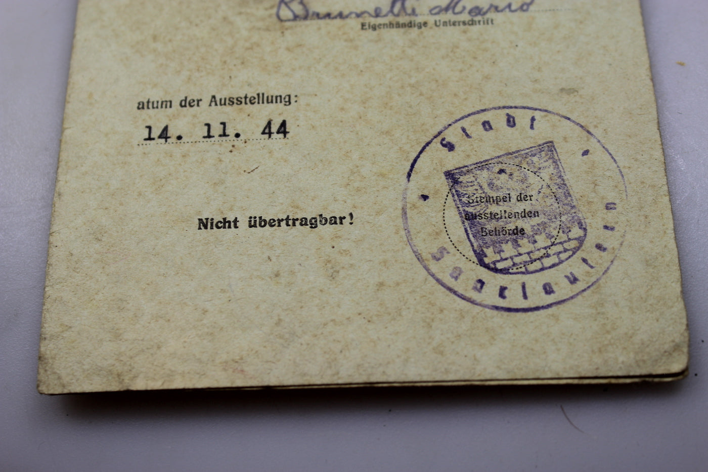 Kontrollkarte fur den Auslandsbriefverkerh
