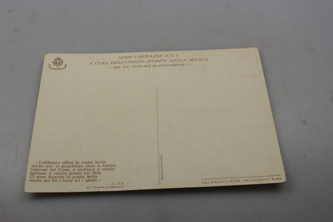 Cartolina postale AOI - VI° Gruppo Battaglioni CCNN