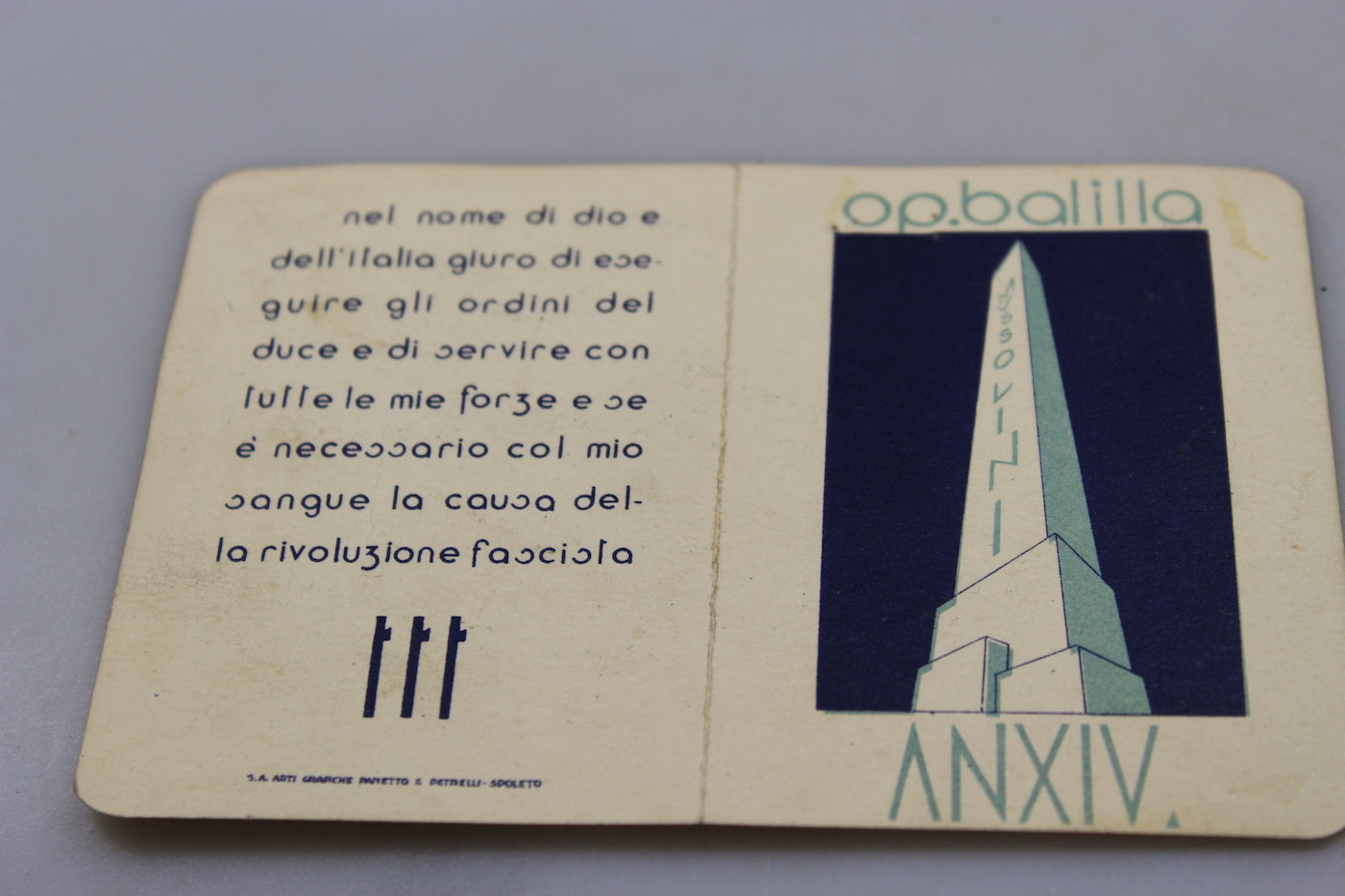Tessera ONB “Balilla” XIV° E.F.