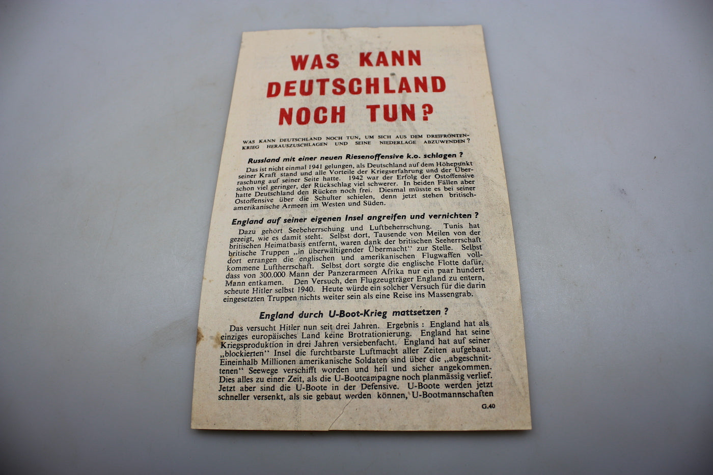 ” Was kann Deutschland noch tun ?” Volantino propaganda Alleata WW 2