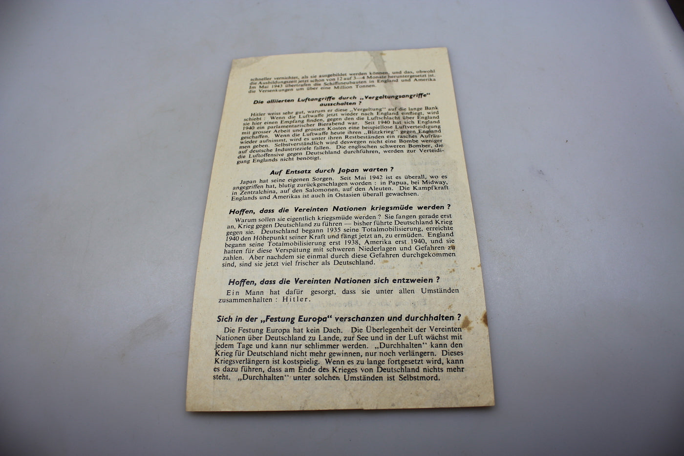 ” Was kann Deutschland noch tun ?” Volantino propaganda Alleata WW 2
