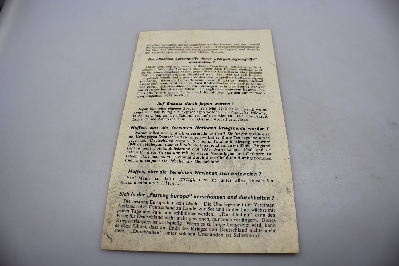 Volantino propaganda Alleato anti-nazi WW2