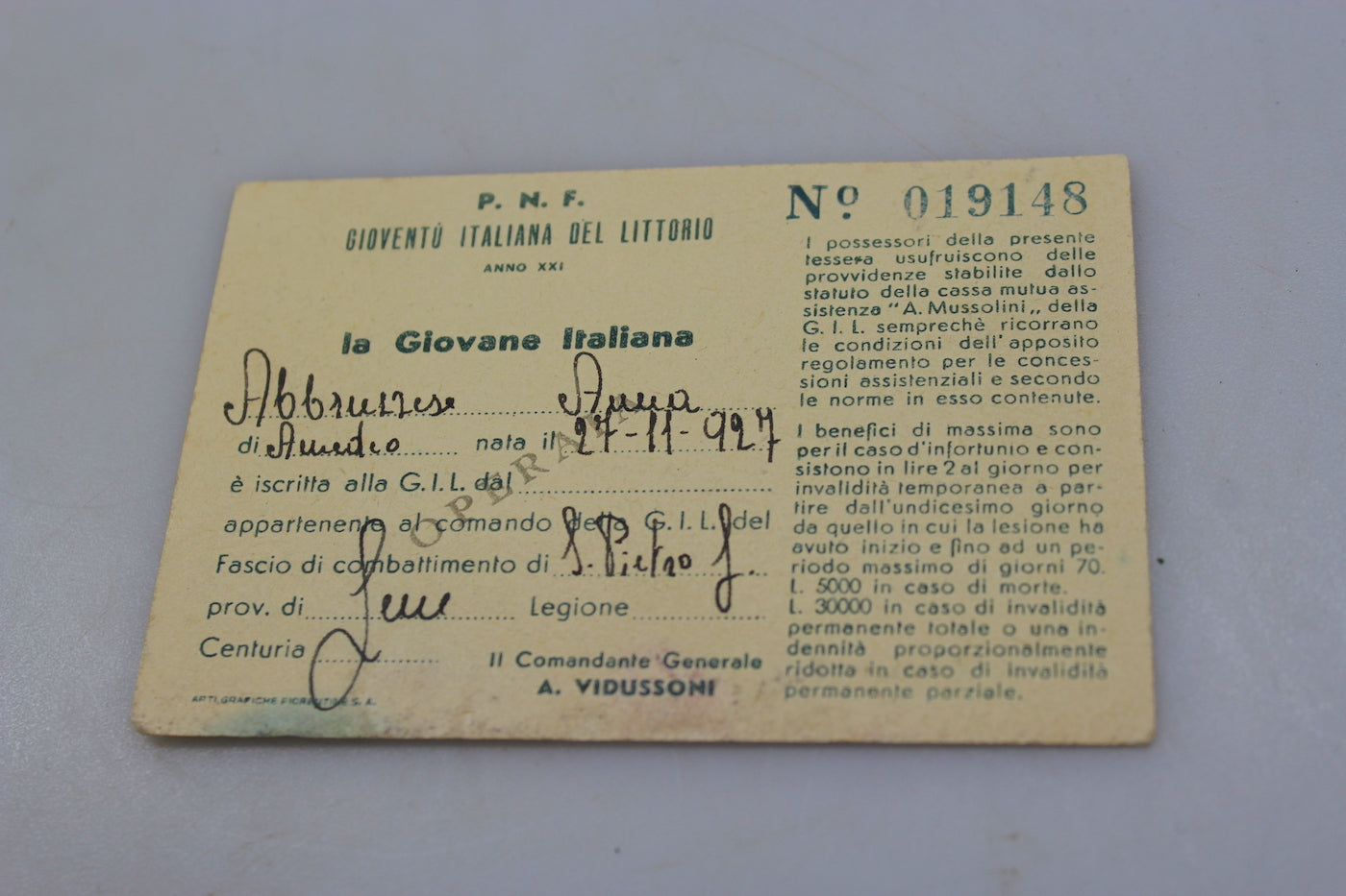 Tessera GIL XXI° EF