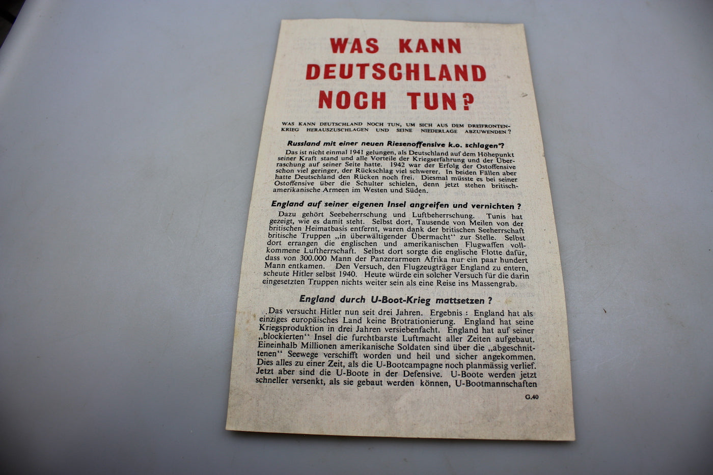 Volantino propaganda alleata WW2