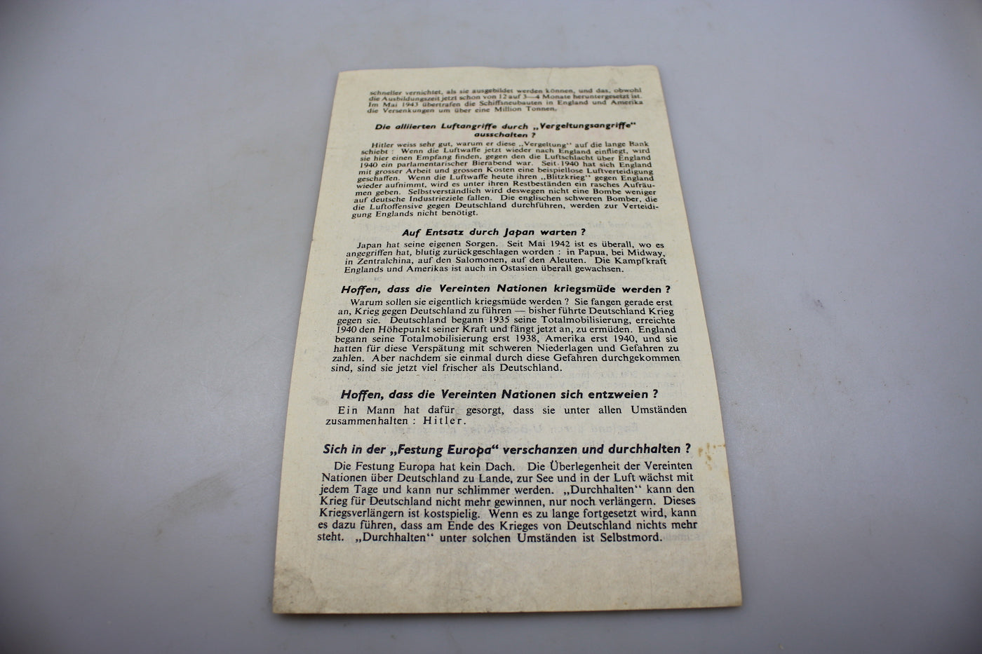 Volantino propaganda alleata WW2