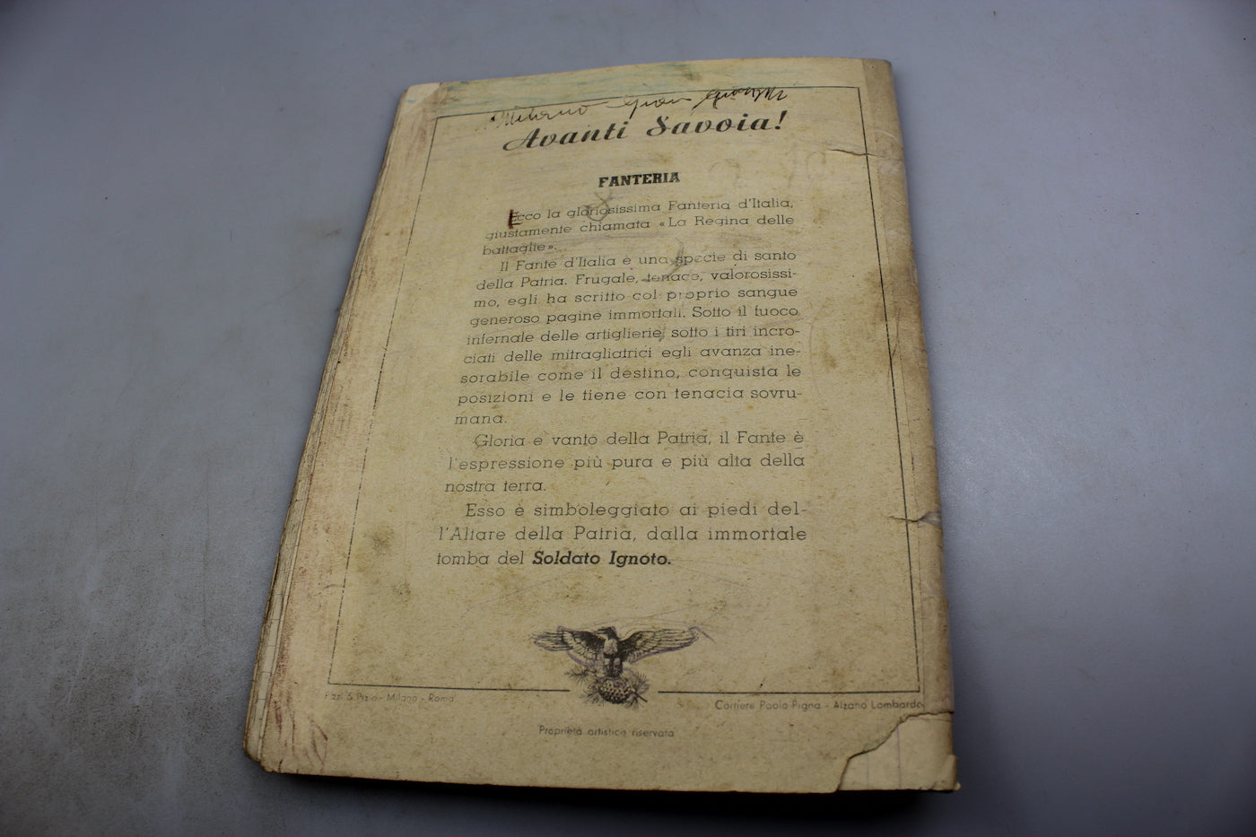 Quaderno scolastico del periodo del Ventennio