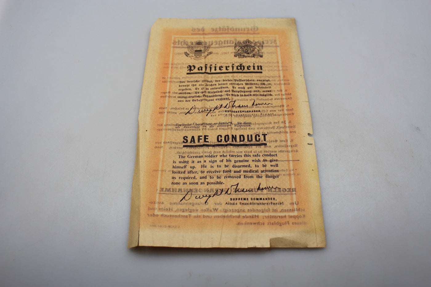 “Safe conduct”. Volantino di propaganda/salvacondotto
