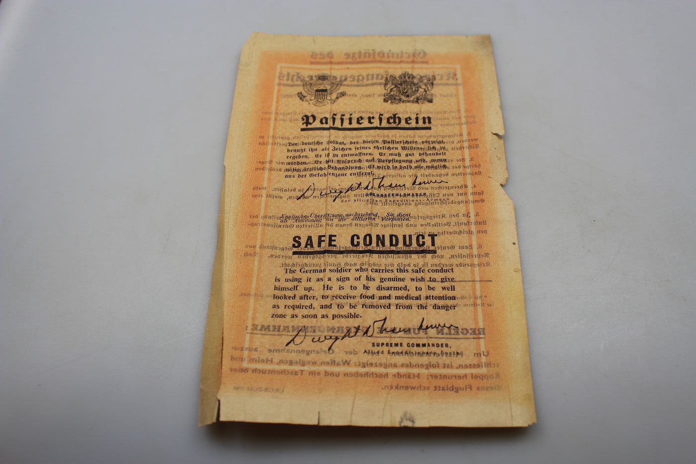 "Safe coduct" Lasciapassare Alleato WW 2