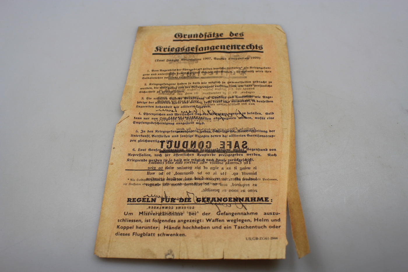 "Safe coduct" Lasciapassare Alleato WW 2