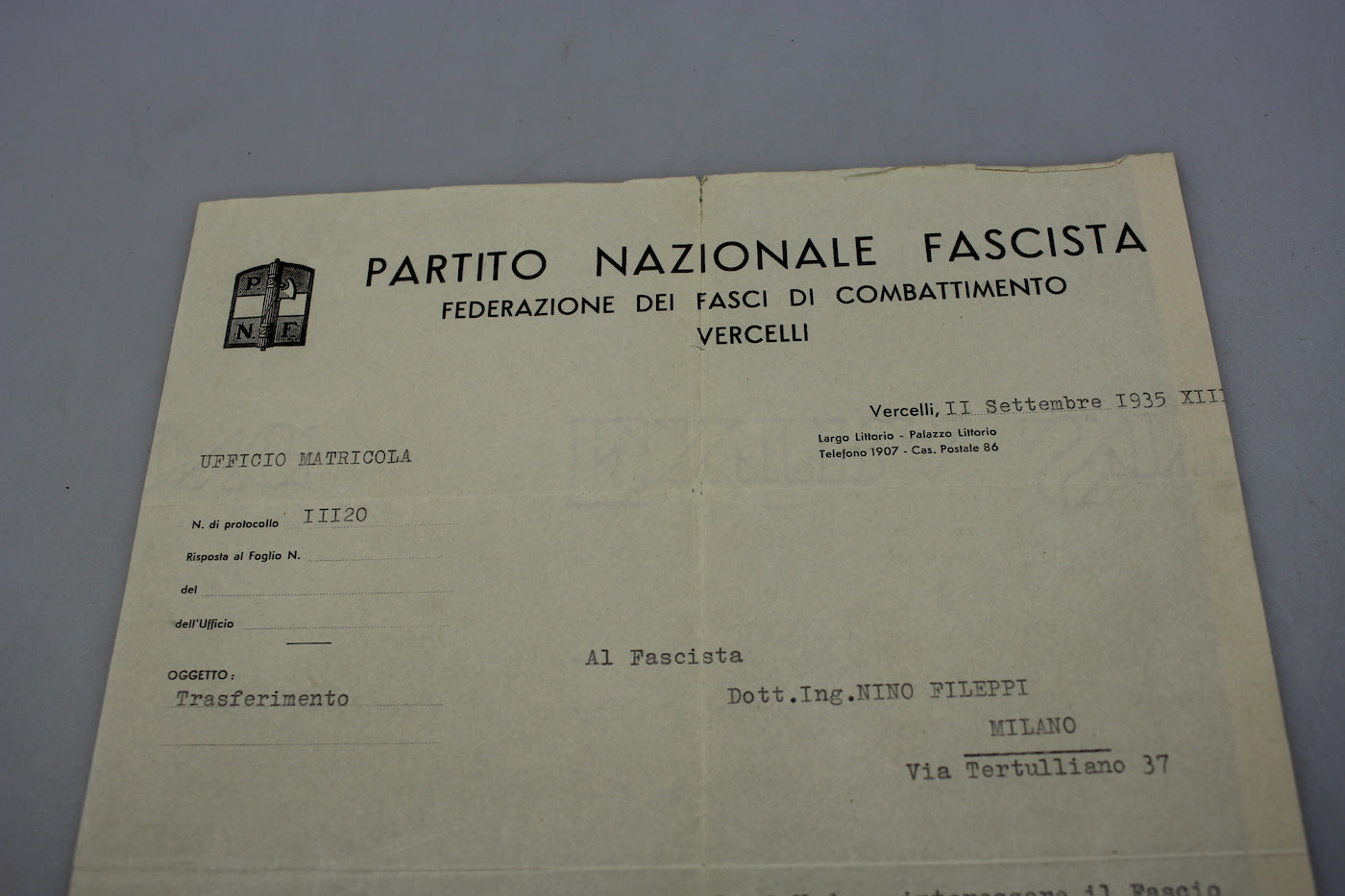 Documento PNF - Trasferimento