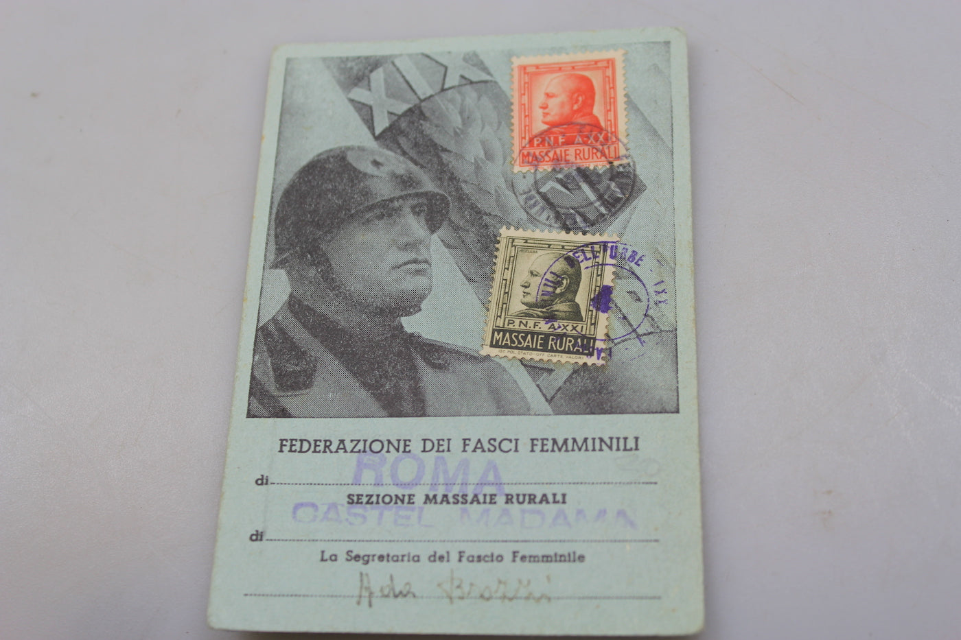 Tessera iscritta PNF anno XIX° E.F.