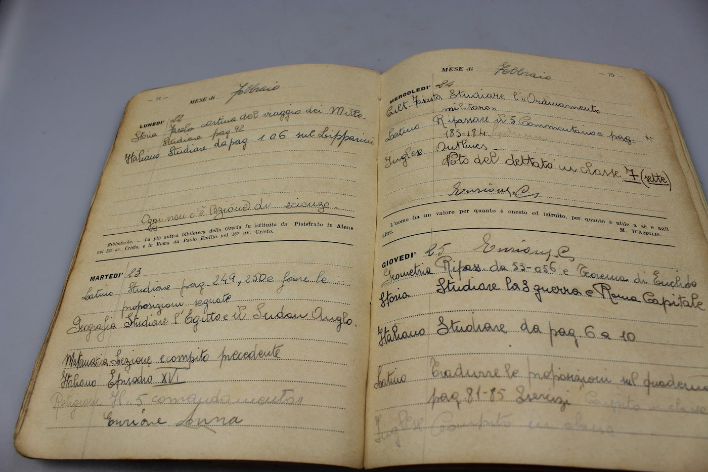 Diario scolastico per l'anno 1934/35
