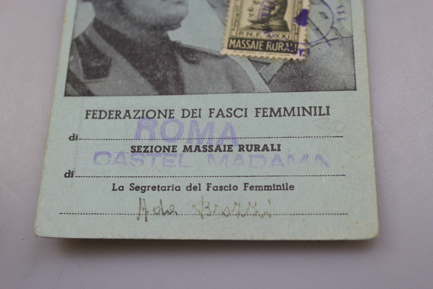 Tessera iscritta PNF anno XIX° E.F.