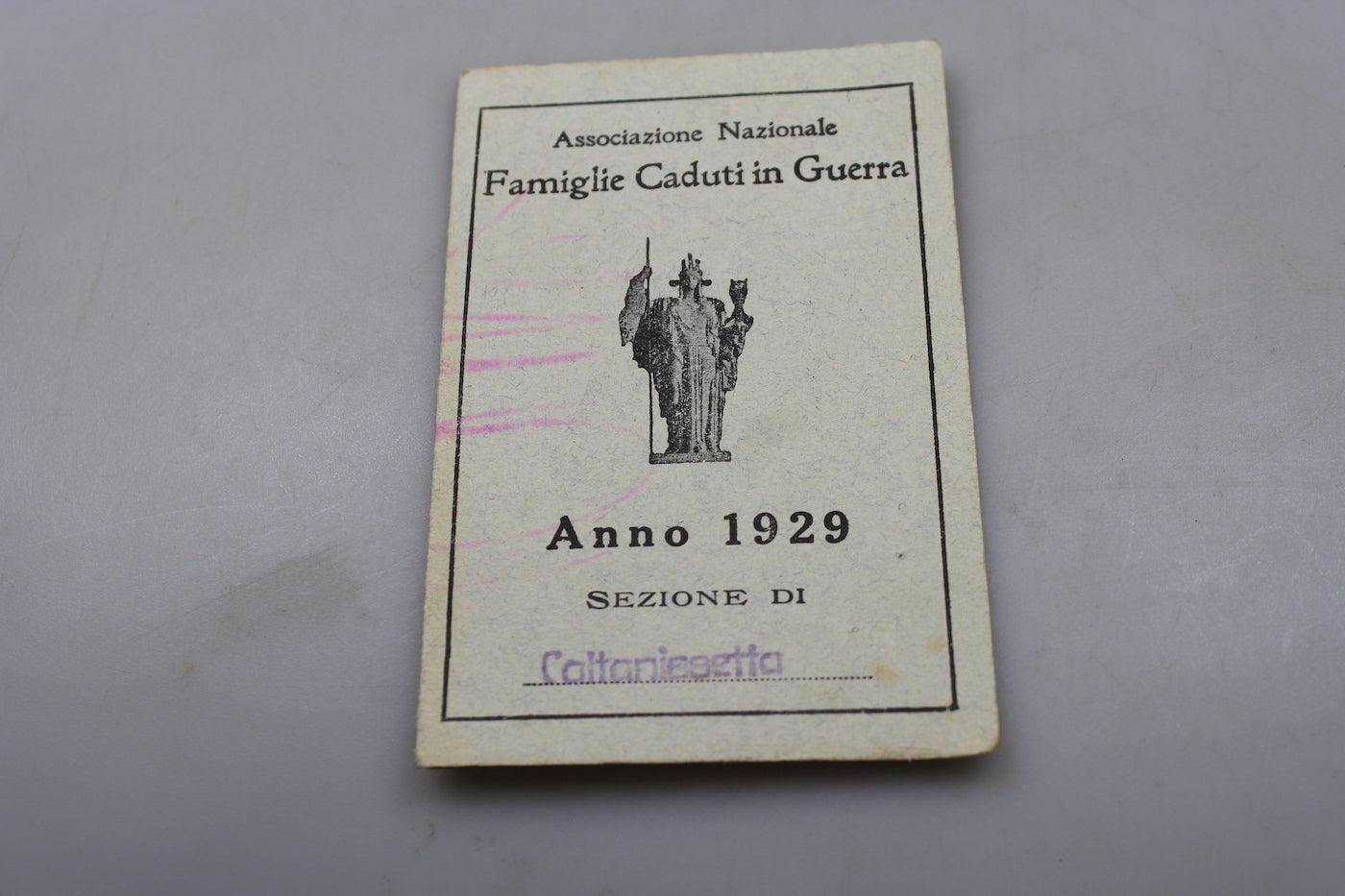 Tessera da iscritto ANFCG - 1929