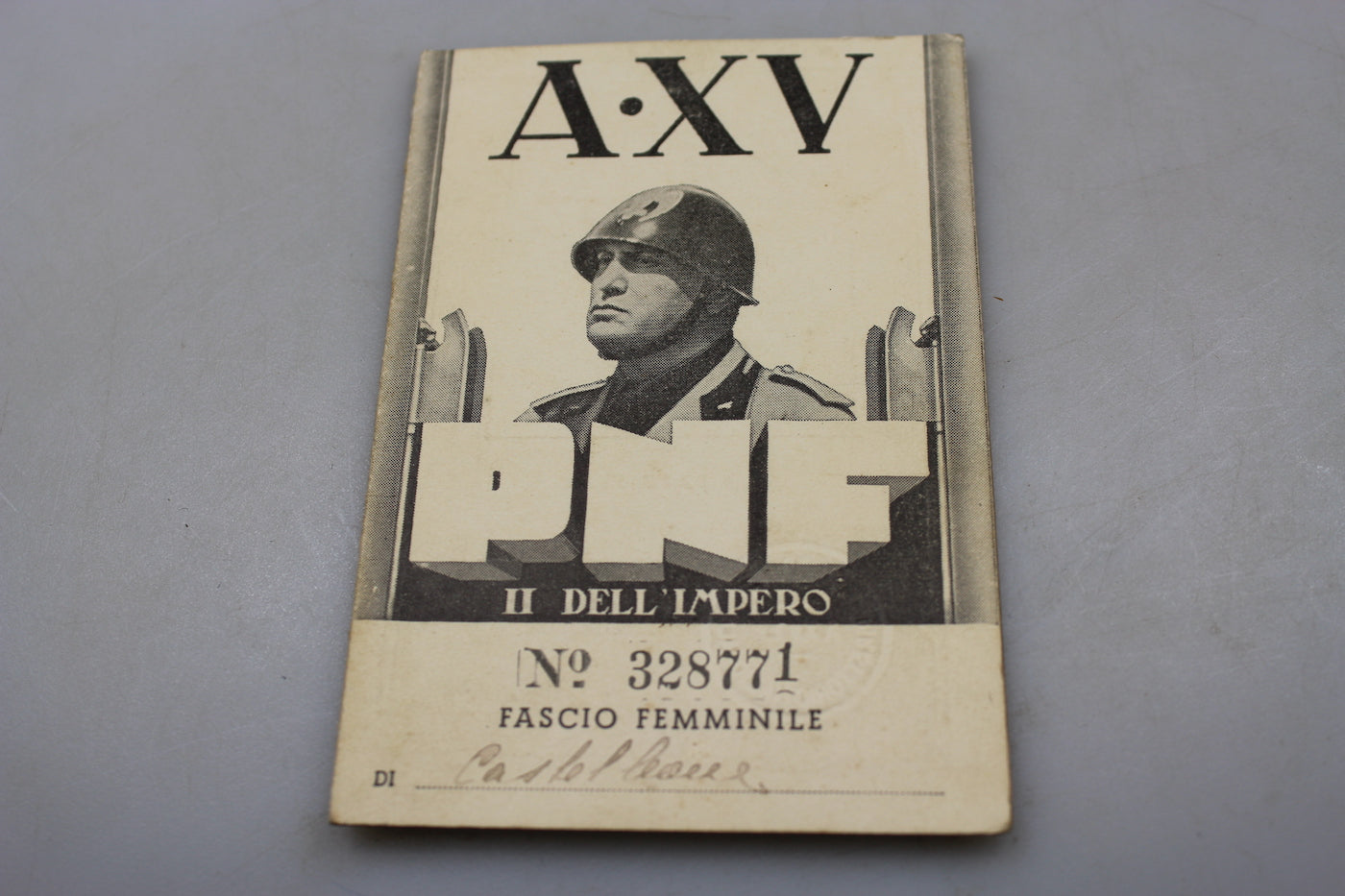 Tessera PNF Fascio Femminile XV°