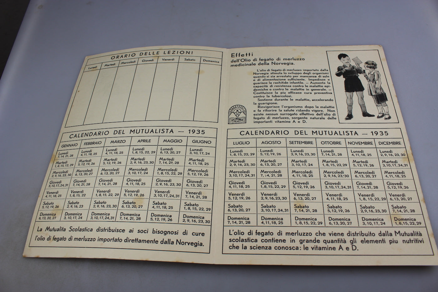 Diario scolastico del 1935