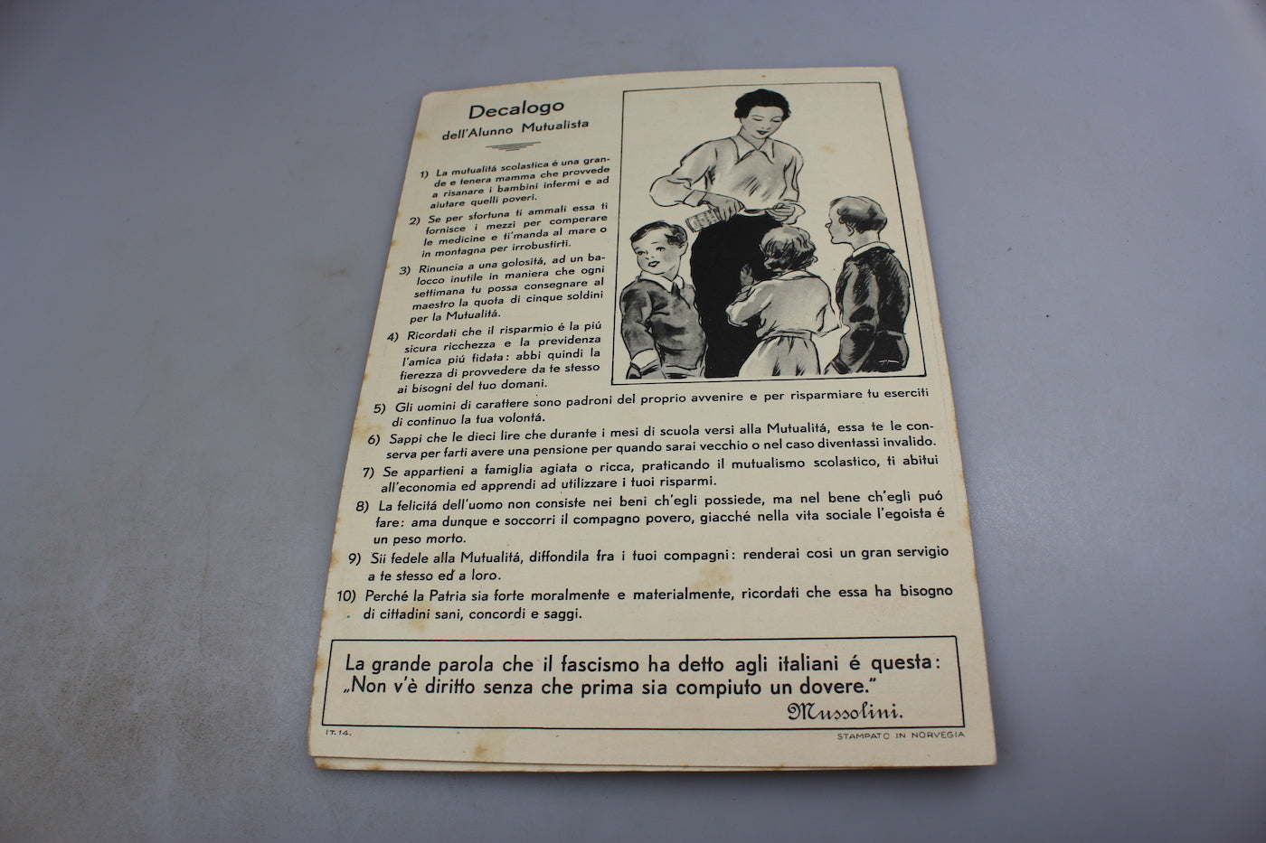 Diario scolastico del 1935