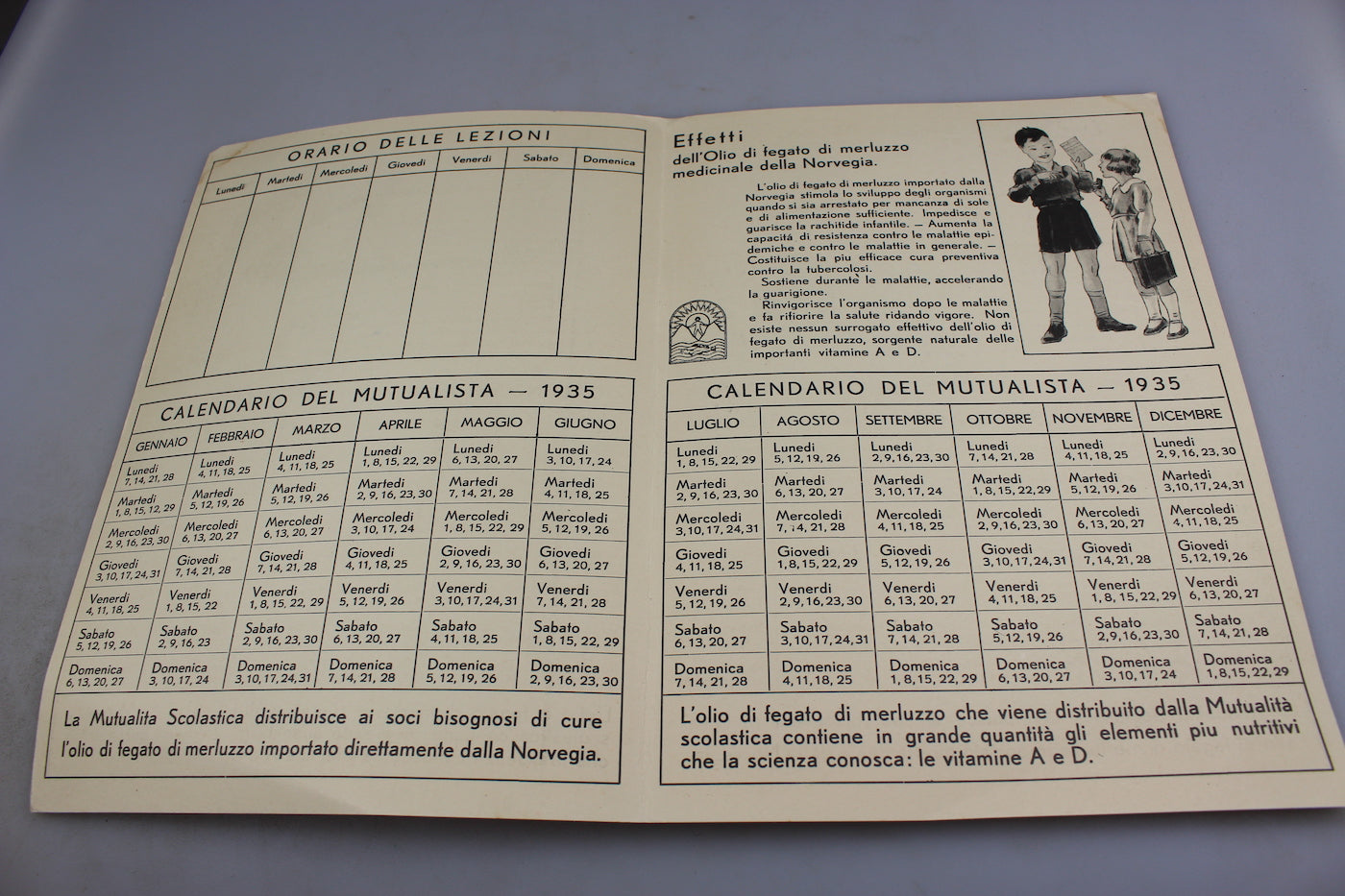 Diario scolastico 1935