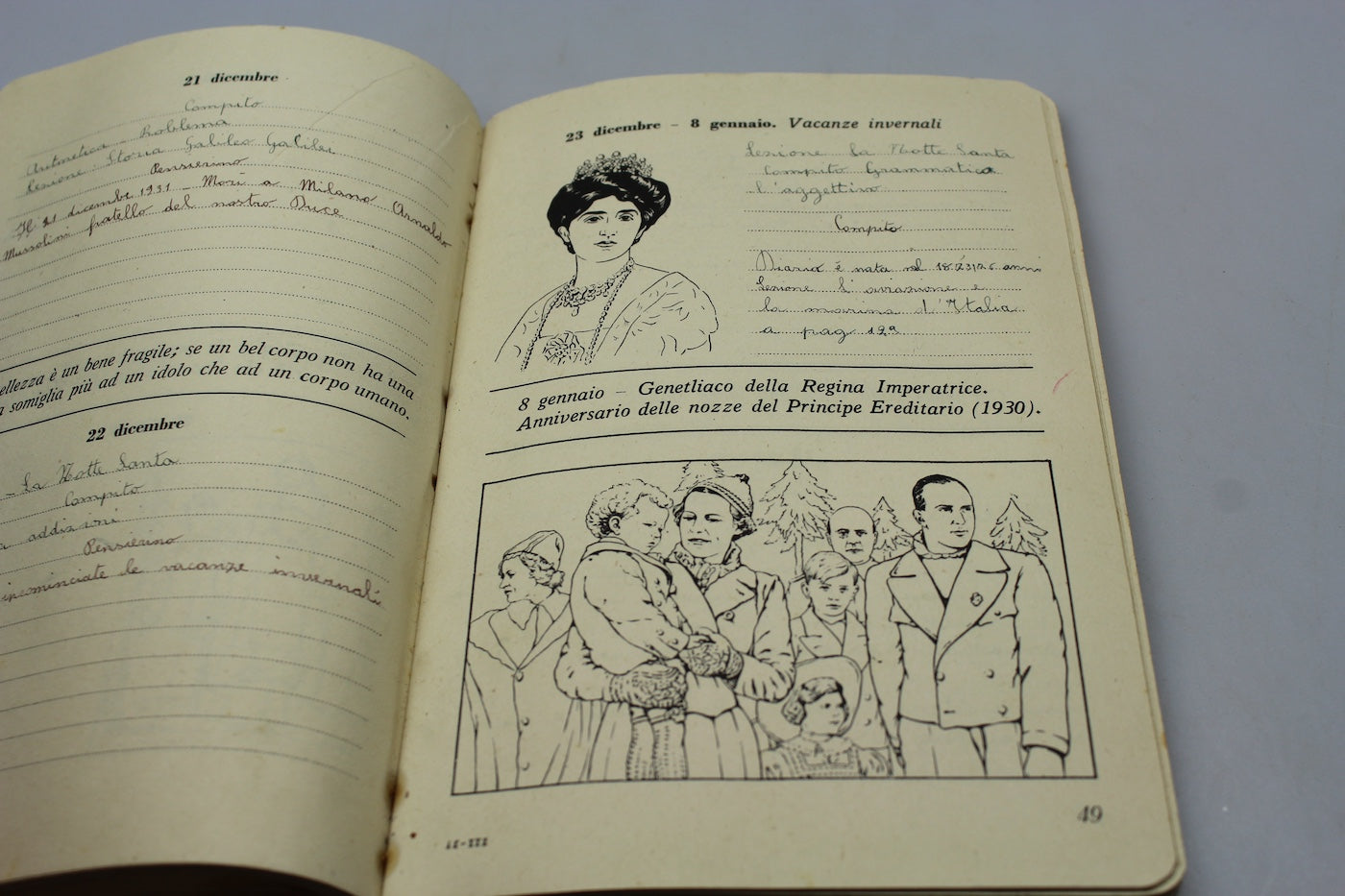 Diario scolastico IV^ e V^ classe Elementare 1941/42