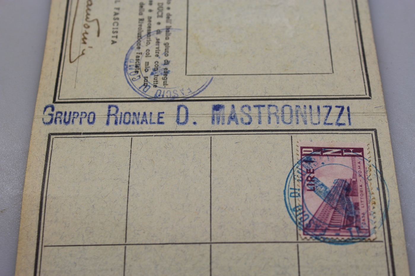 Tessera PNF anno XVII° E.F.