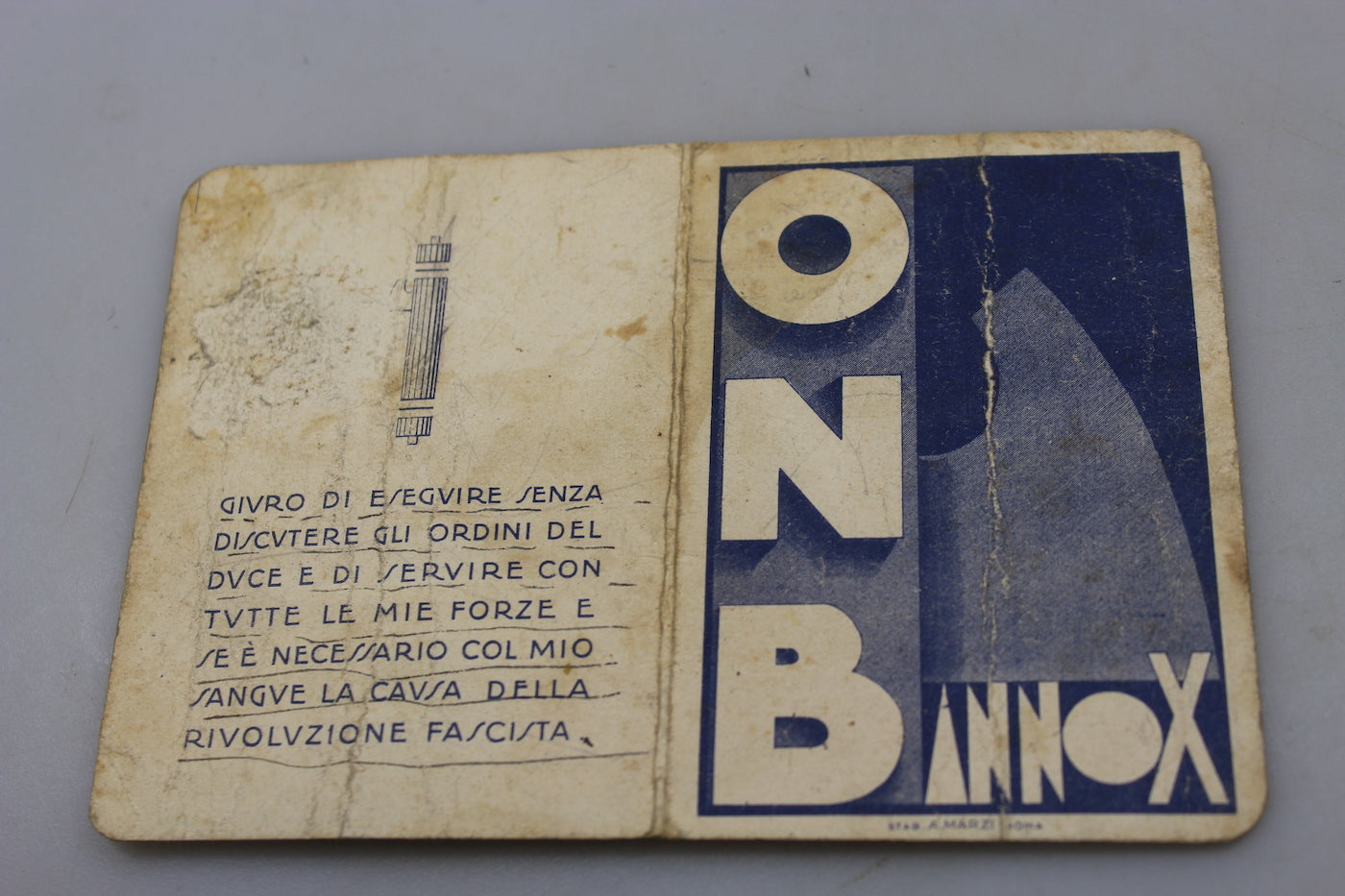 Tessera ONB anno X°