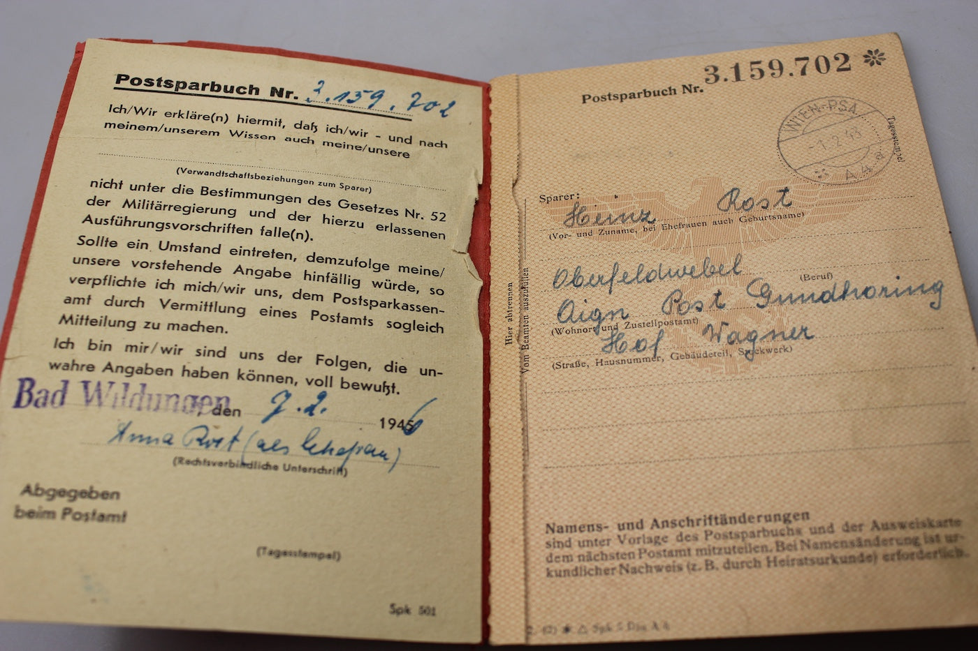 Postsparbuch periodo III° Reich