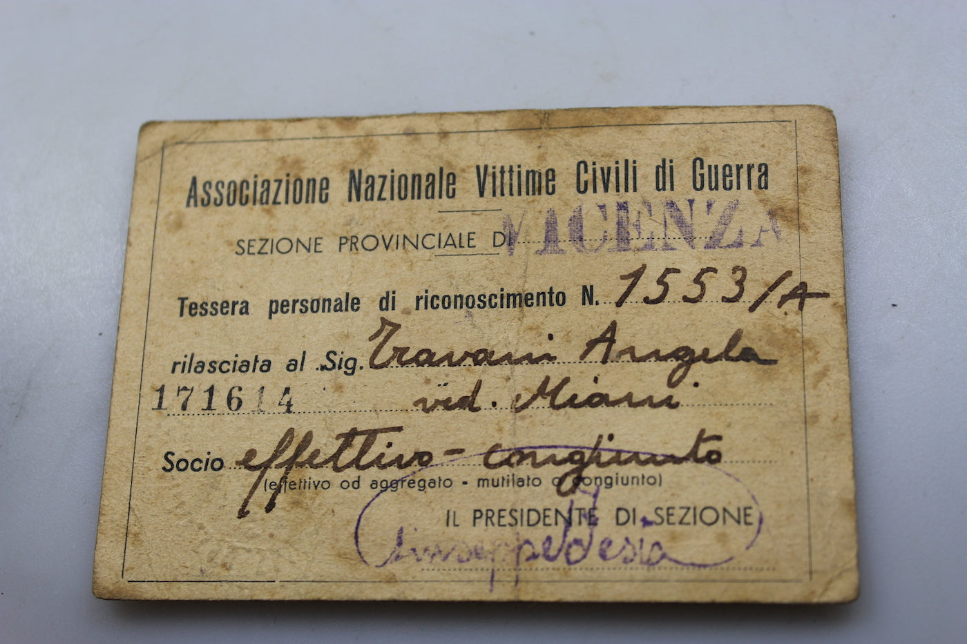 Tessera A.N.V.C.G. -1941