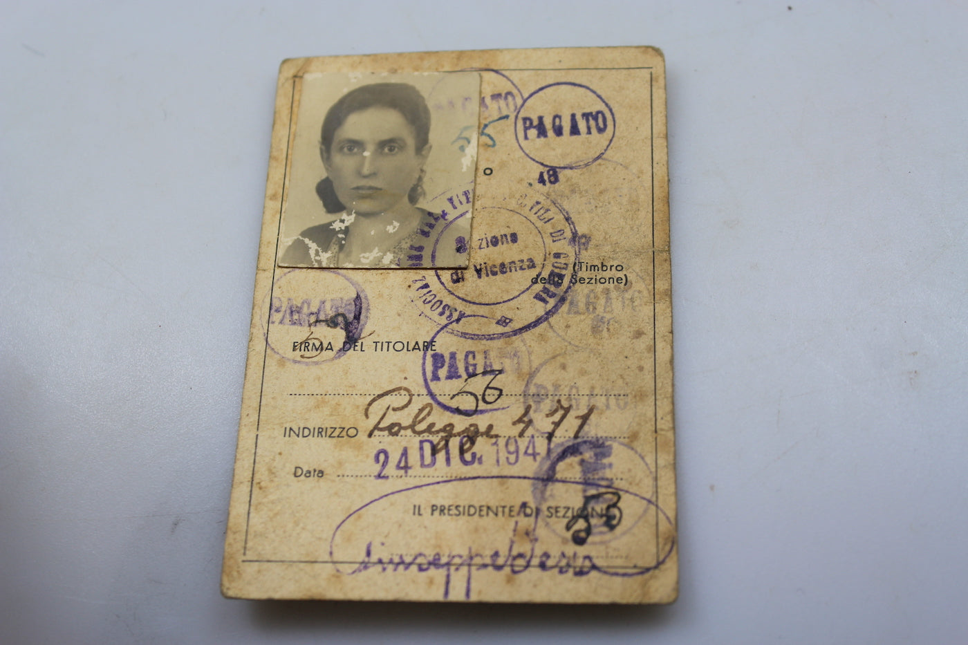 Tessera A.N.V.C.G. -1941