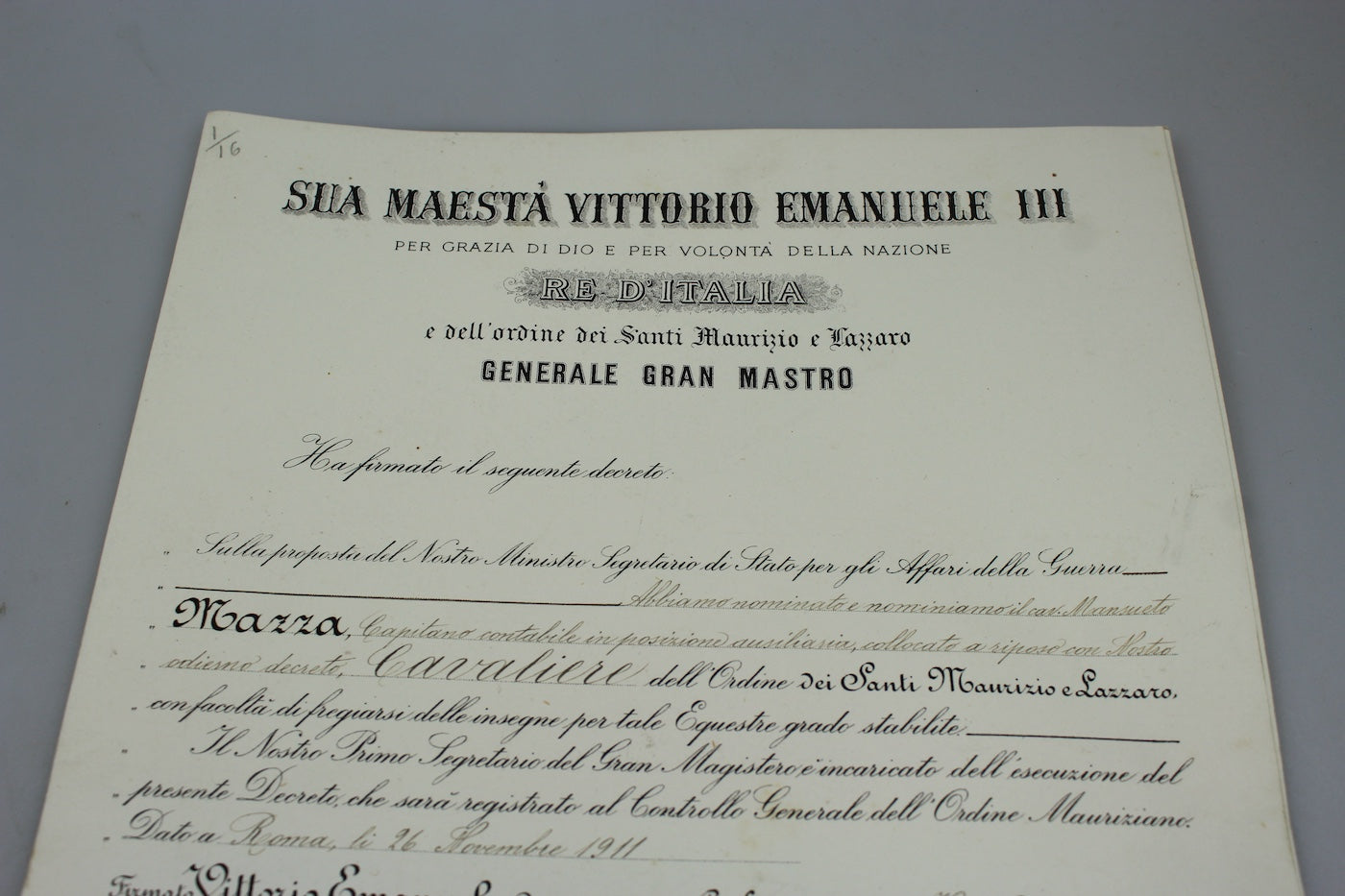 Set: Croce, scatola e attestato Ordine Santi Maurizio e Lazzaro