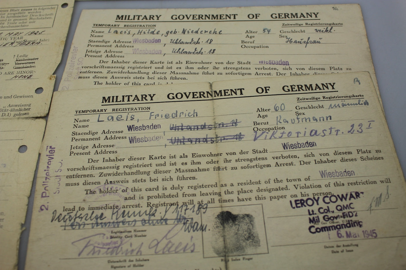 Documenti prigionia due fratelli WH WW2