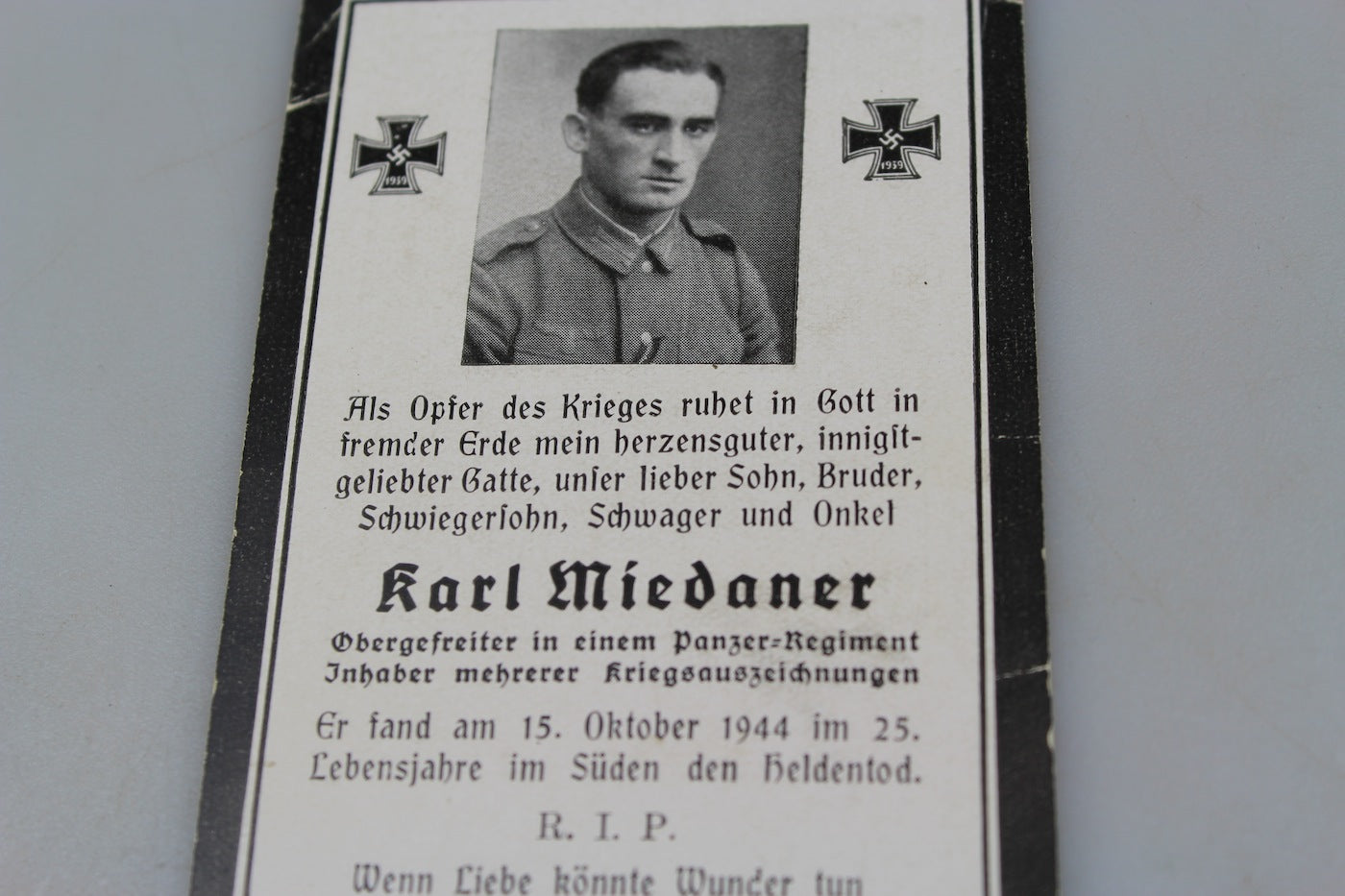 # 2 Sterbebilder Panzer Heer WW 2