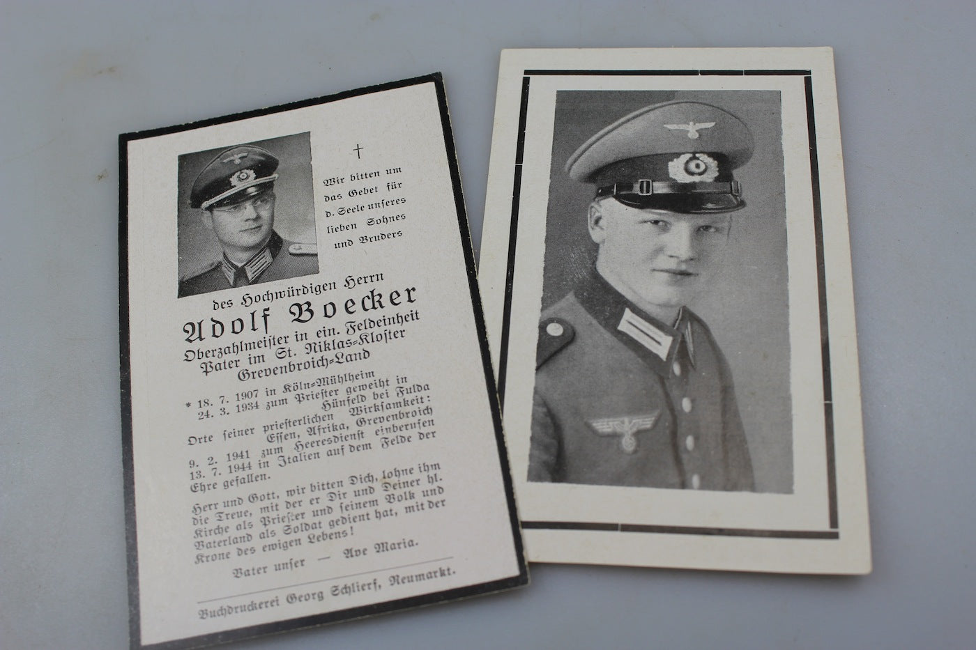 # 2 Sterbebilder  Italia 1944