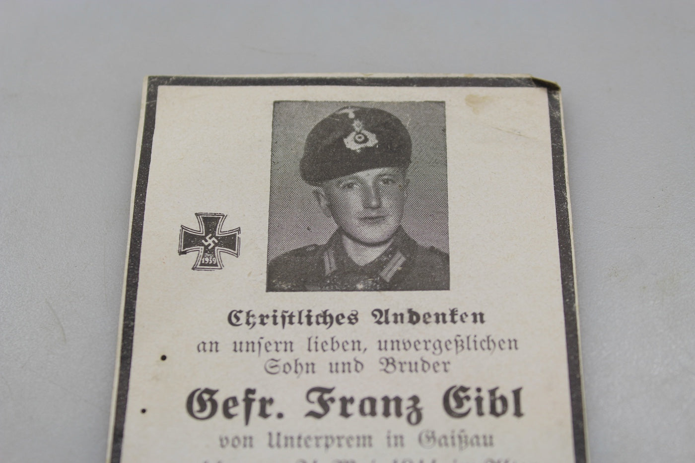 Sterbebilder Gefreiter GJ caduto in Italia 24/5/44
