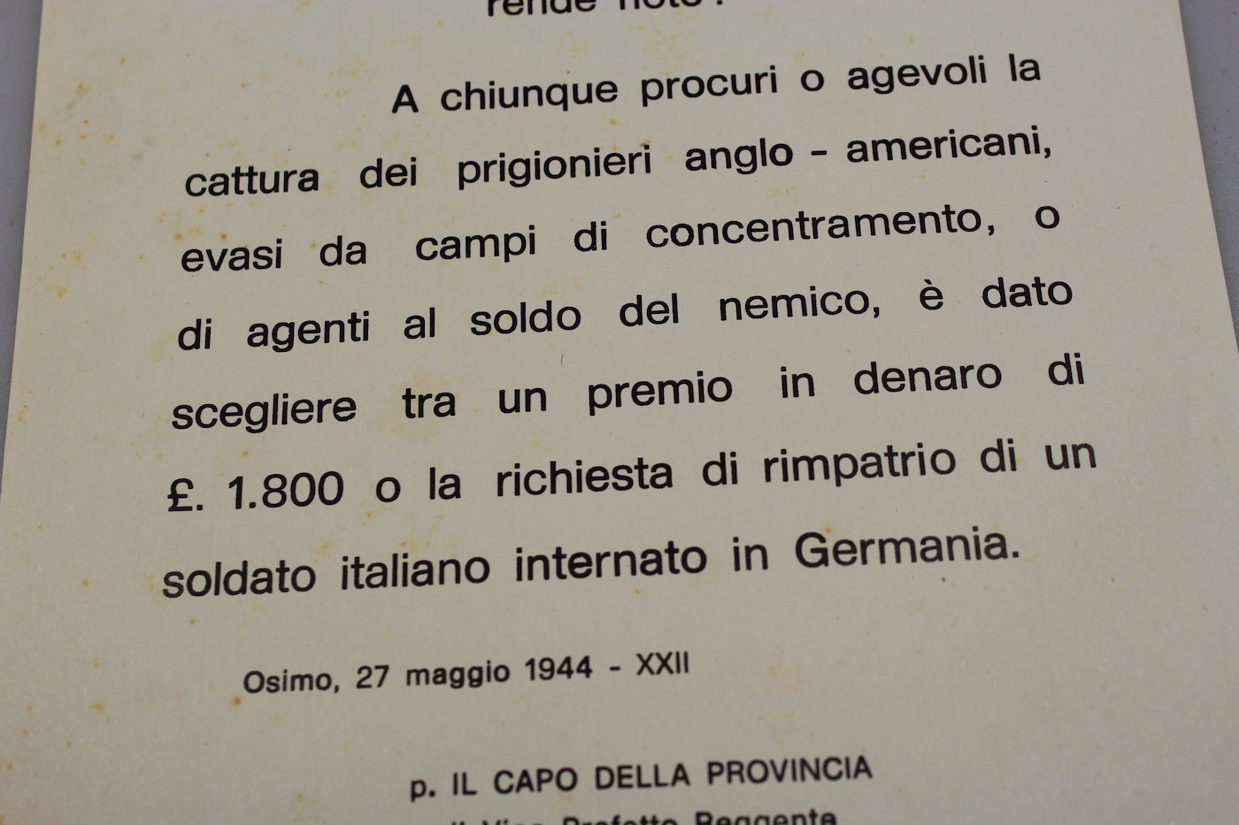 Volantino congiunto RSI e Comando Tedesco