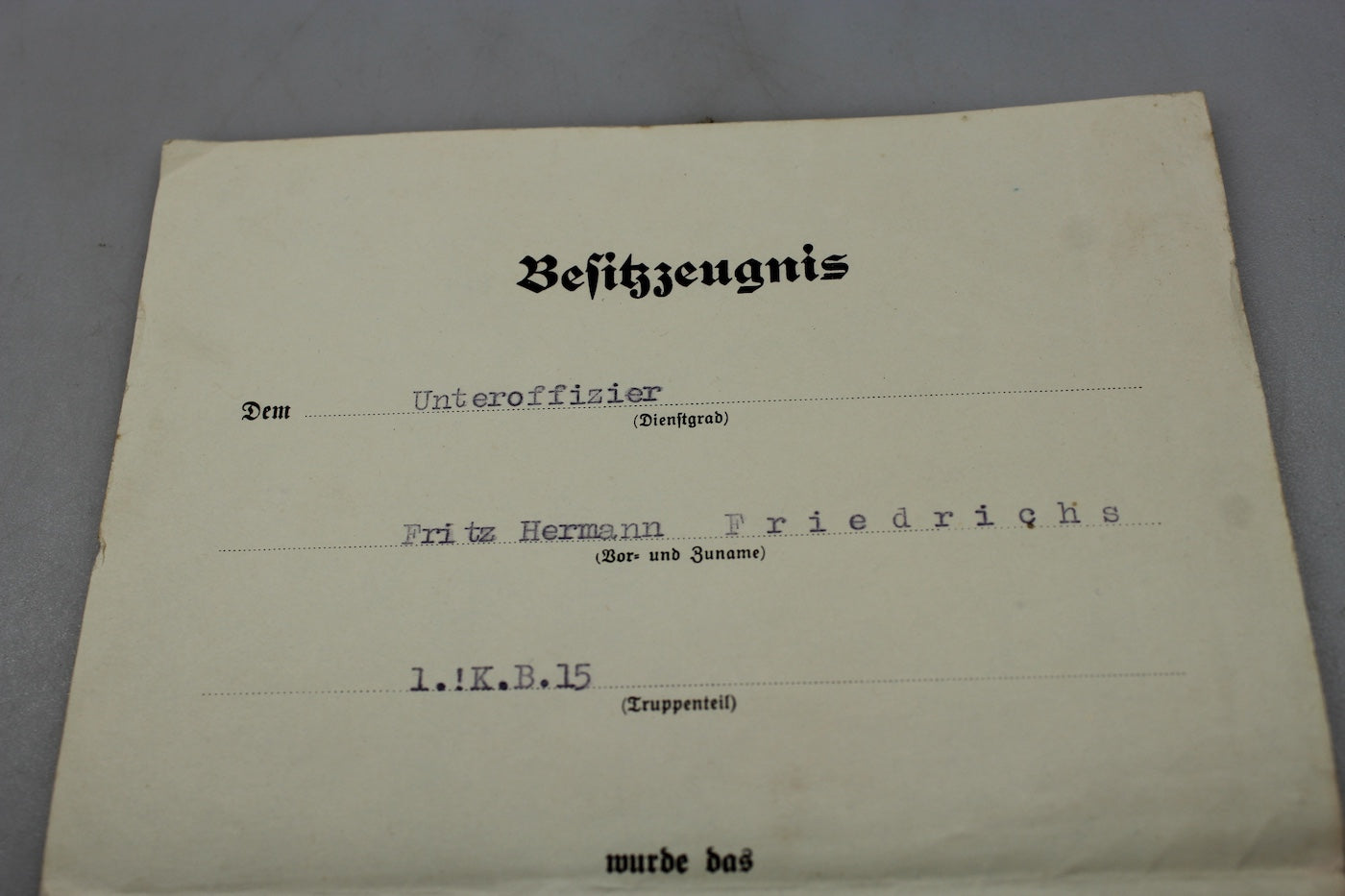 Attestato Panzerkampfabzeichen "bronzo"