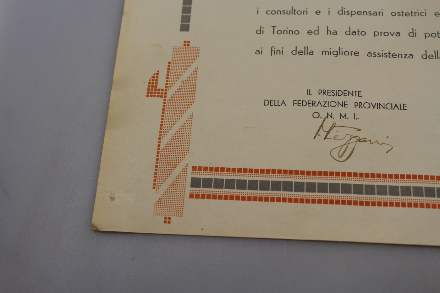 Attestato O.N.M.I. - 1939
