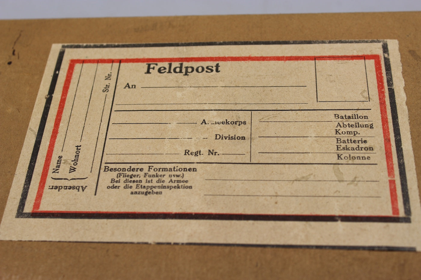 Pacchetto Feldpost Tedesco WW 1