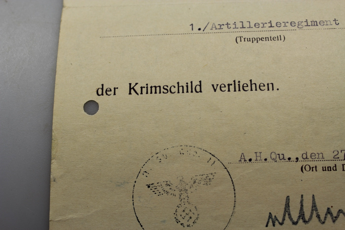Attestato conferimento Krimschild