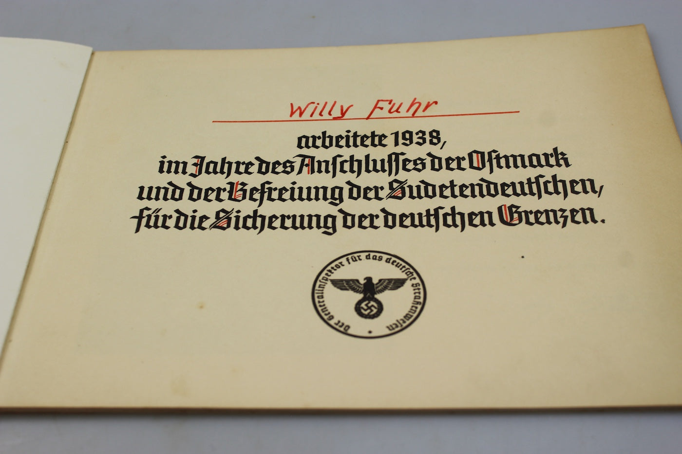 Brochure/ Urkunde RAD - 1938, foto 3