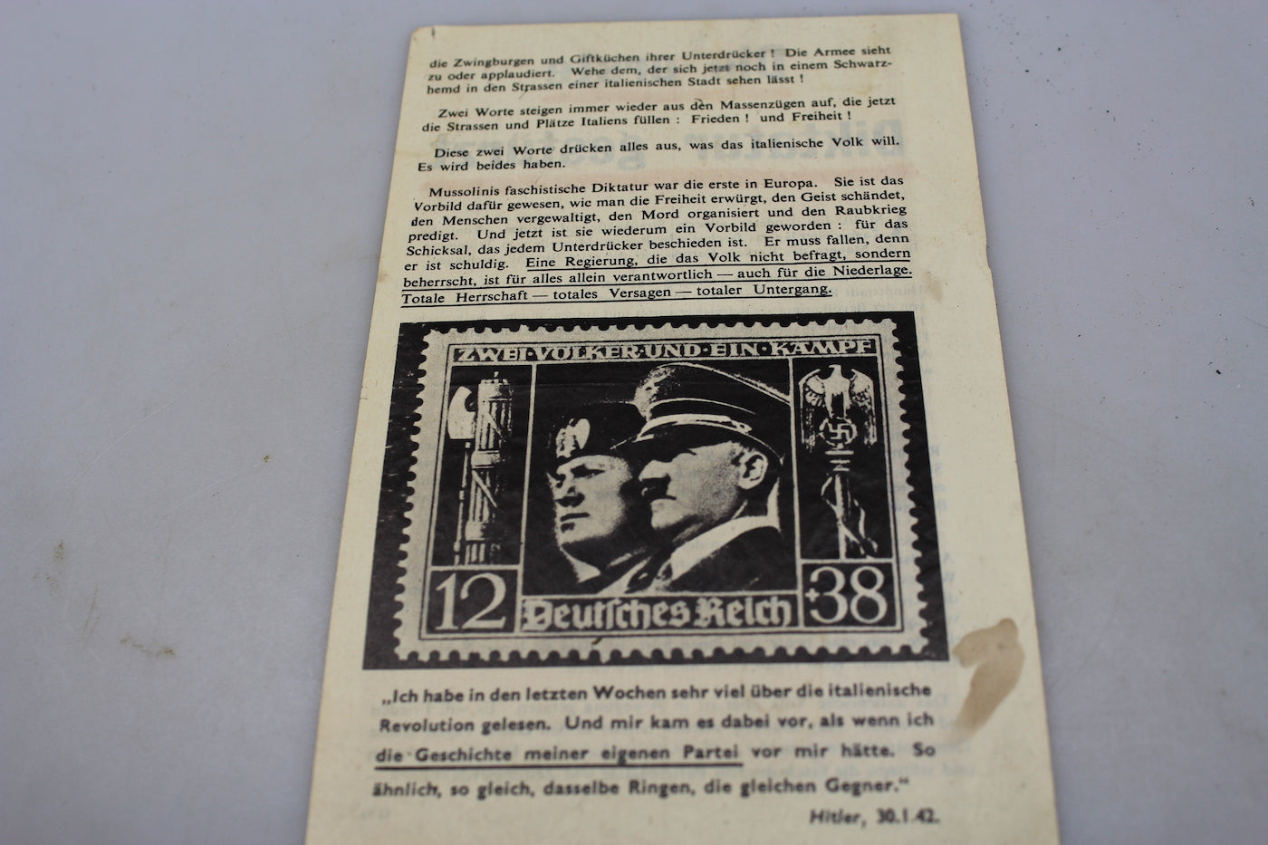 ” Die erste Diktatur Gesturz ” Volantino propaganda