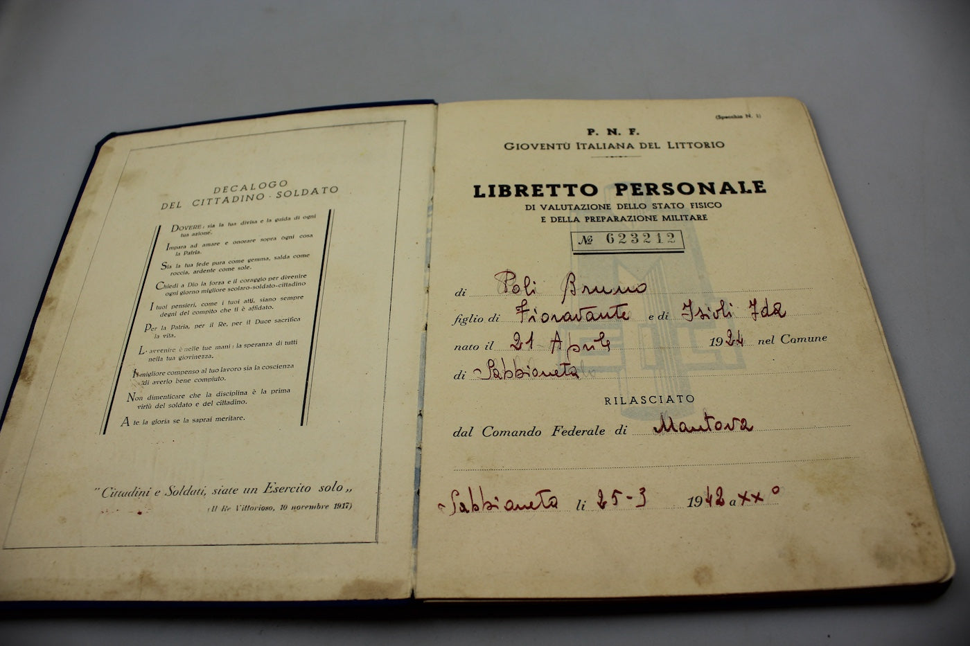 Libretto personale GIL (Premilitare),