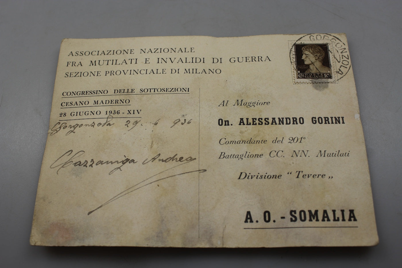 Cartolina postale "Associazione Invalidi e mutilati di Guerra", foto 2