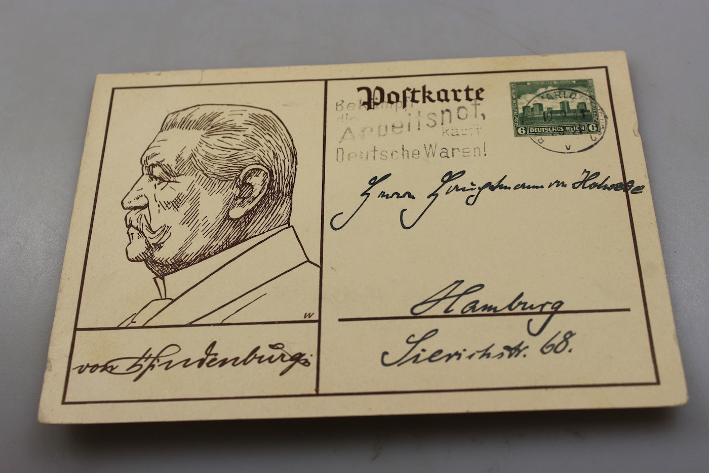 Postkarte "von Hindenburg" anni 20/30'