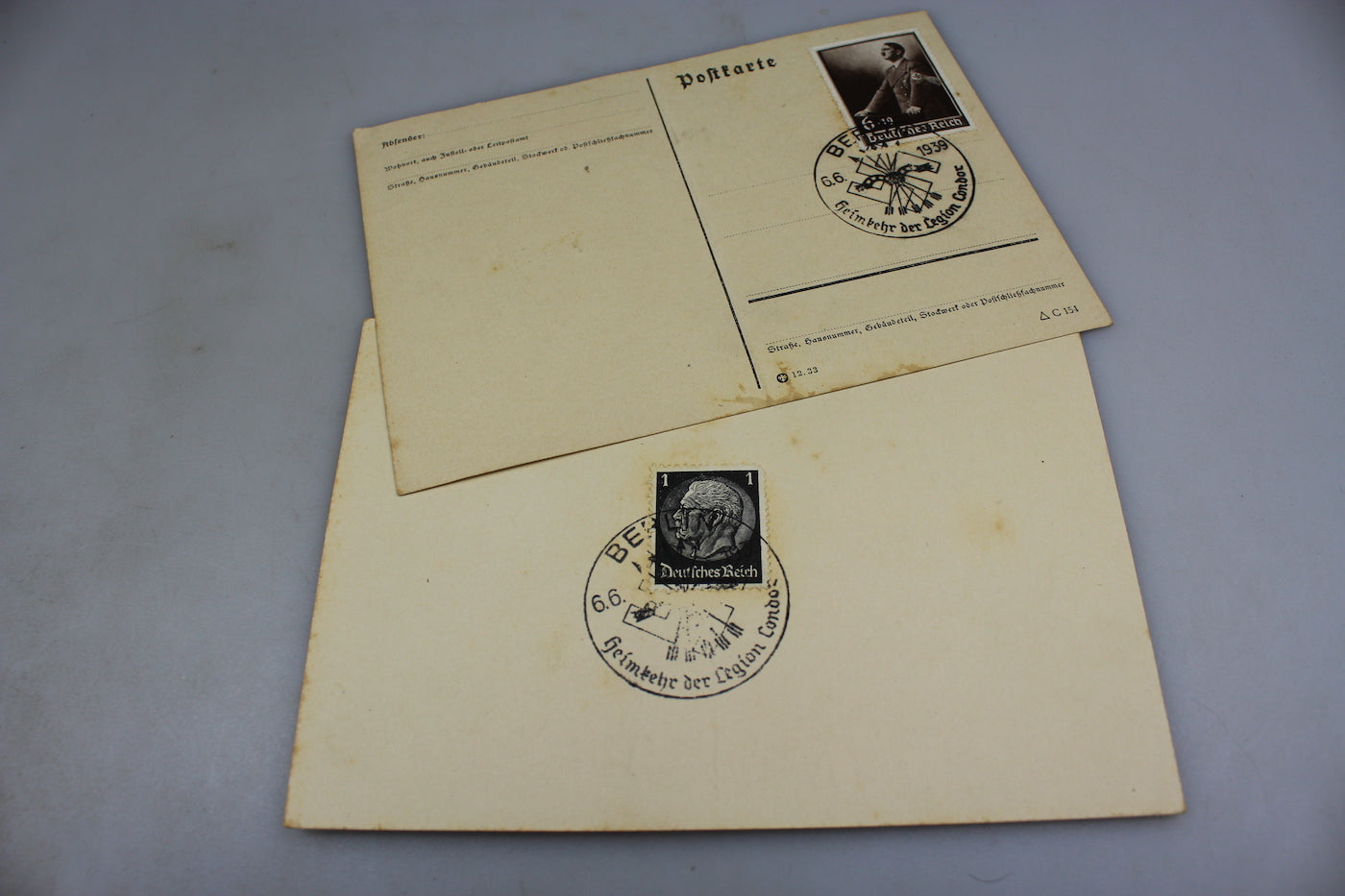 Annulli filatelici "Legion Condor" su cartoline postali