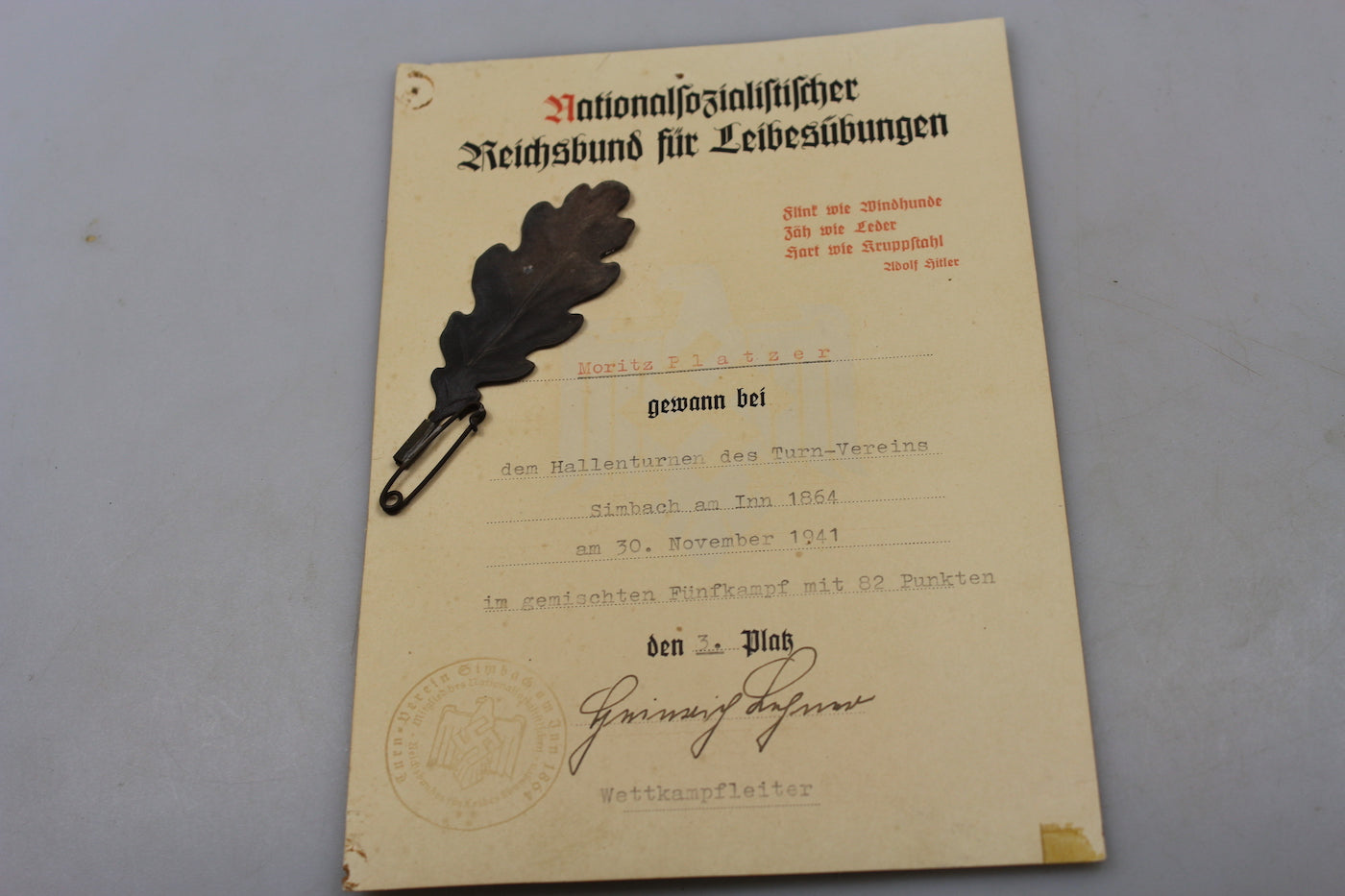 Attestato Wettkampf 1941