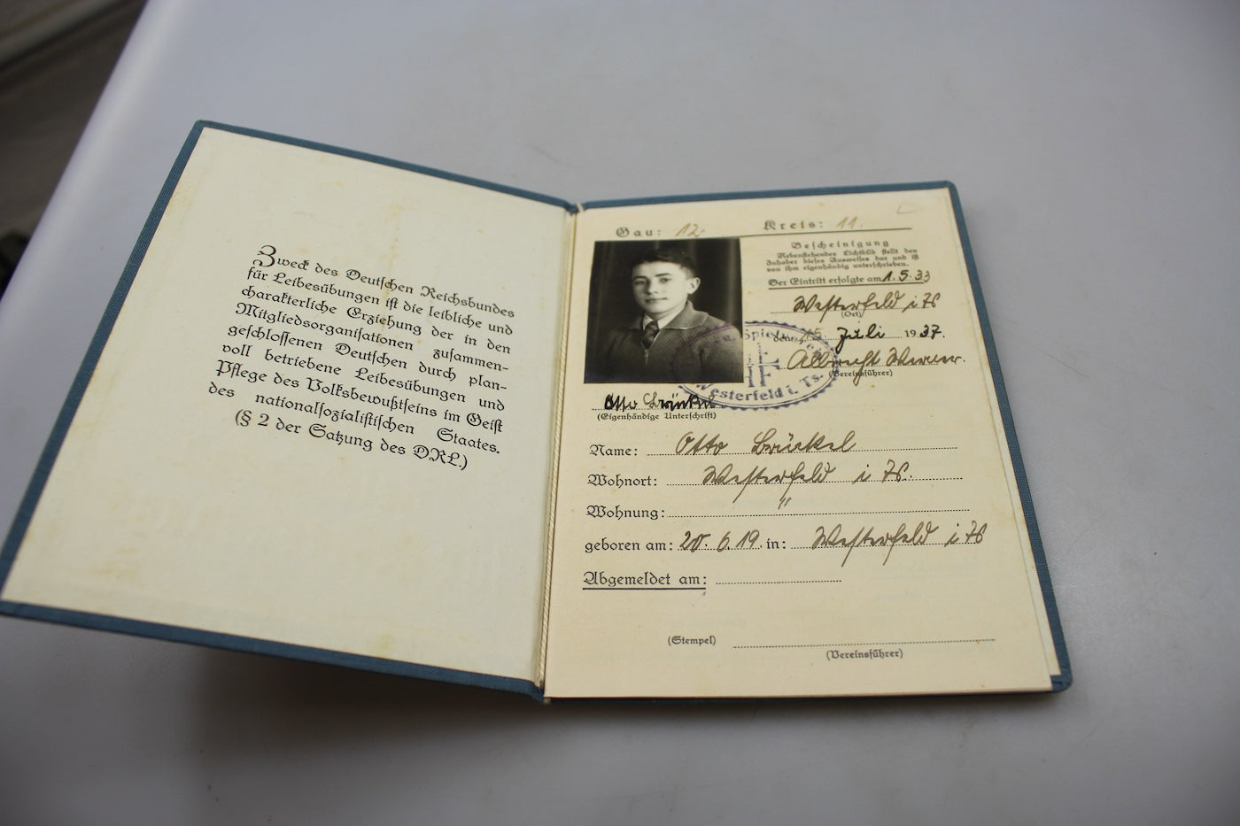 Tessera Deutscher Reichsbund Leibesubungen