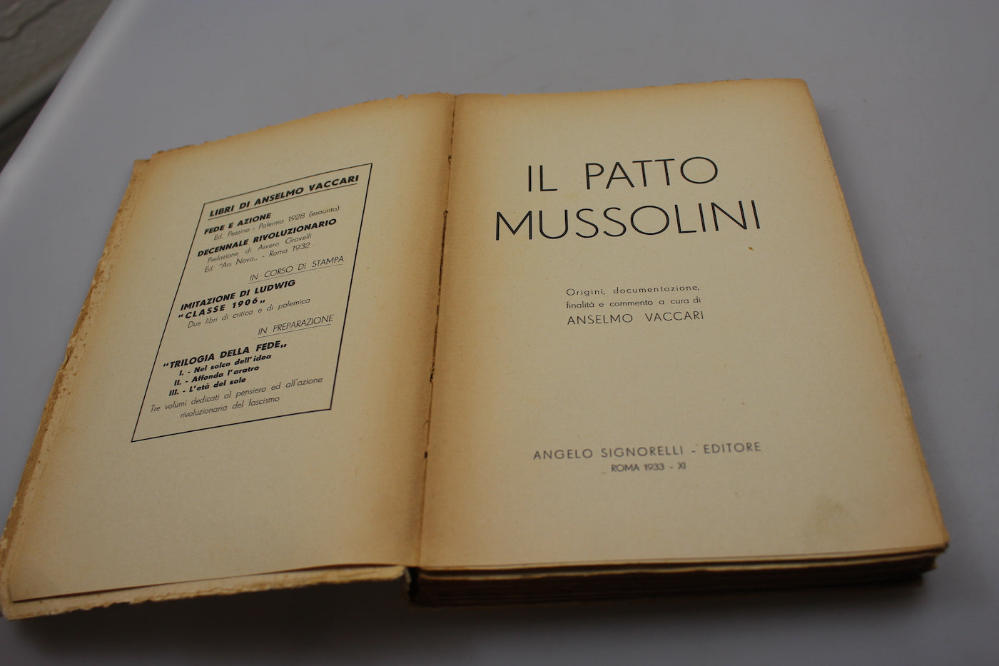 "Il patto Mussolini" - A.Vaccari - 1933 A XI°