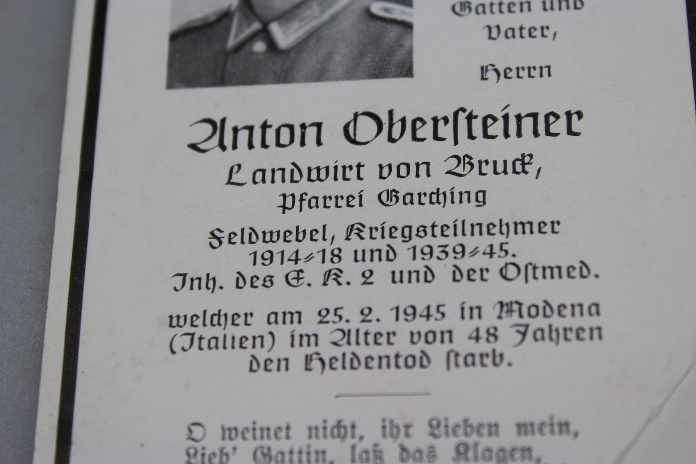Sterbebilder Modena 25/2/1945