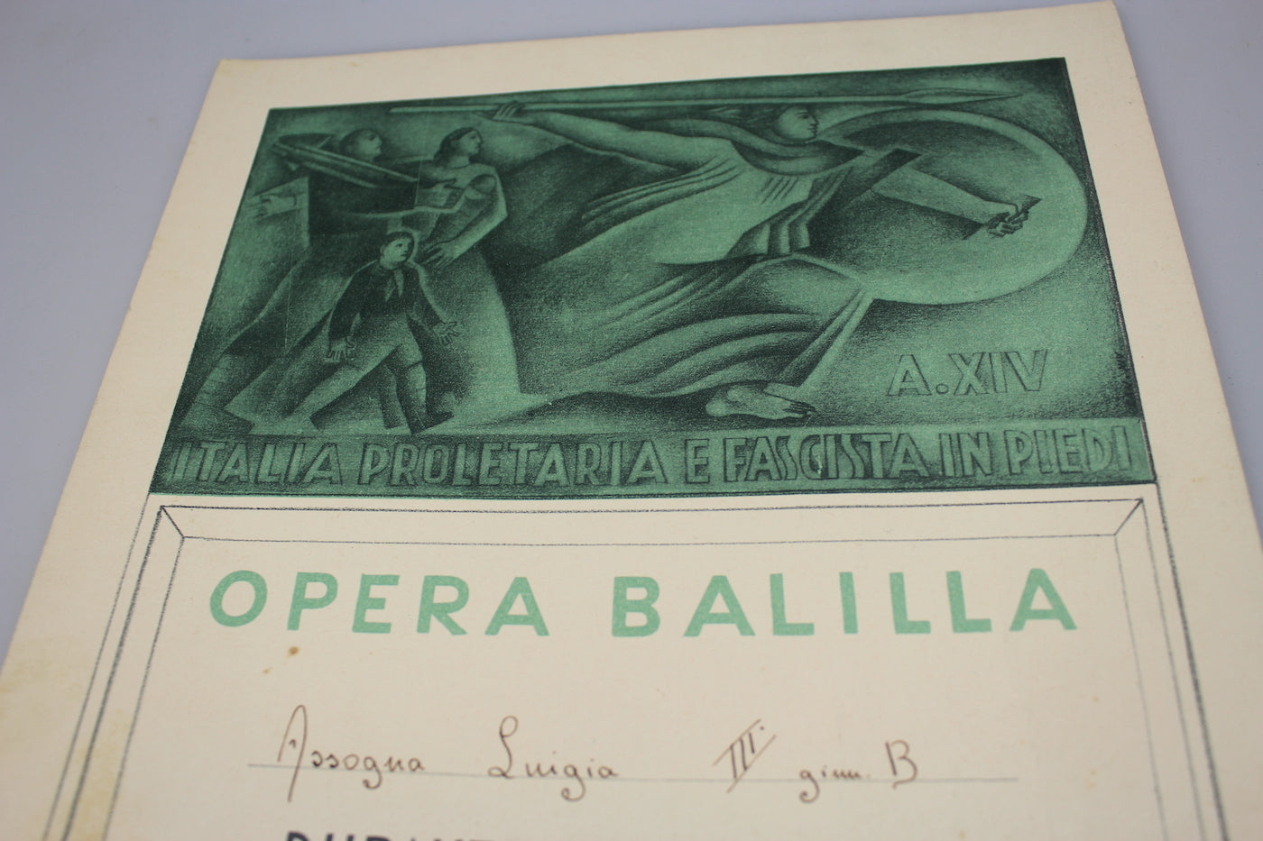 Attestato OB " Oro alla Patria"