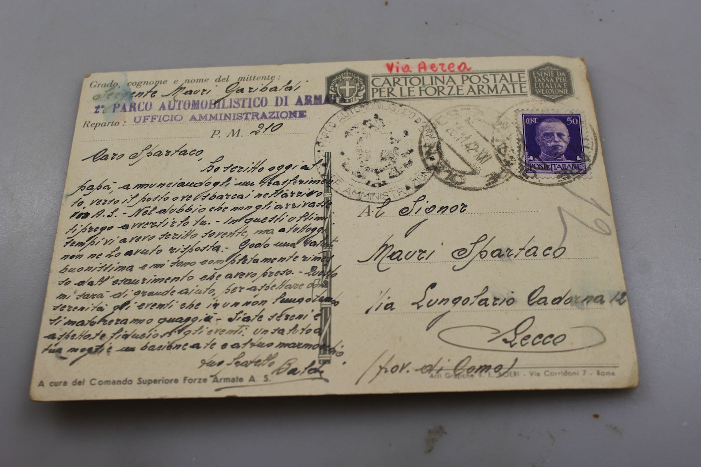 Cartolina FFAA Coloniale